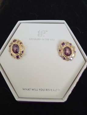 Purple Gem Cluster Stud Earrings - Designed in the USA